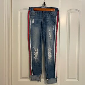 Cello Blue Jeans with Red and White Accents